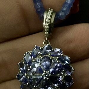 75.50ctw Tanzanite/White Zircon Pendant with Beaded Necklace
